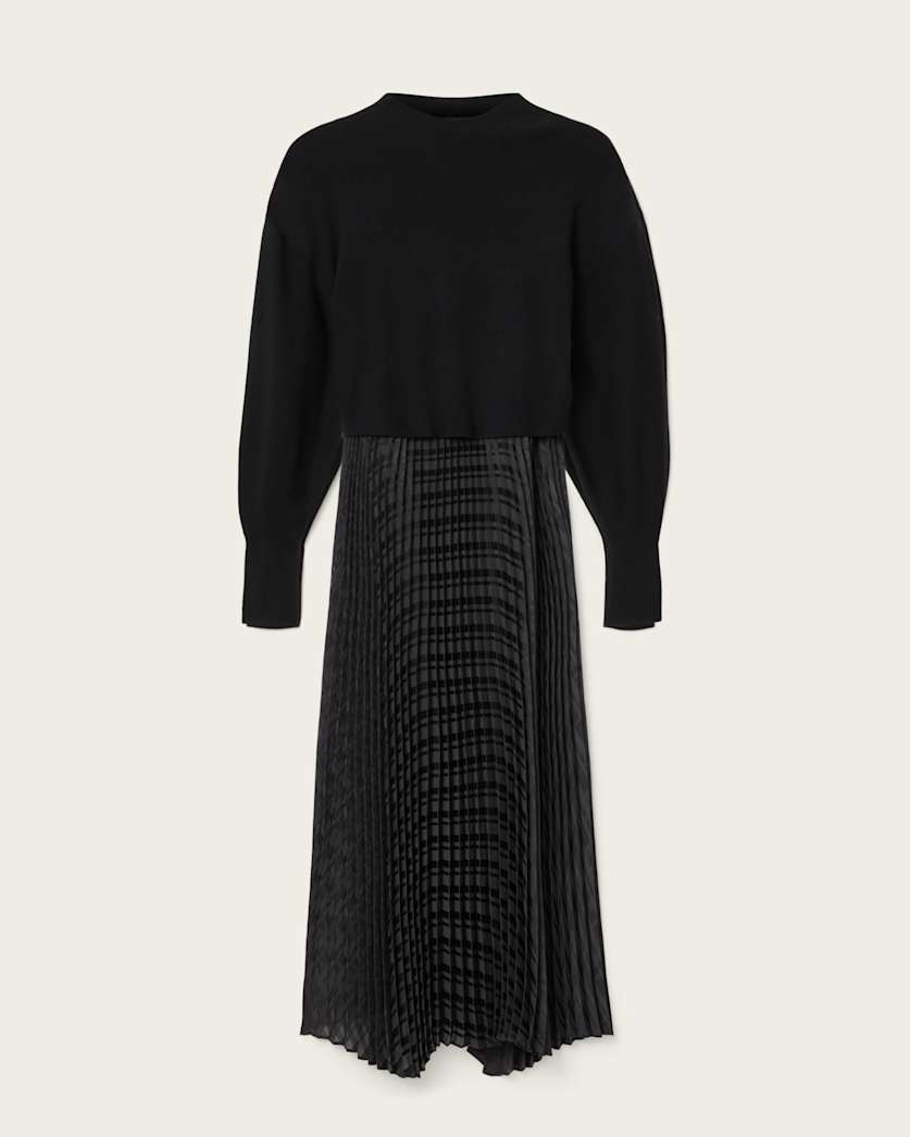 Sinead 2-in-1 Pleated Dress Black | ALLSAINTS US